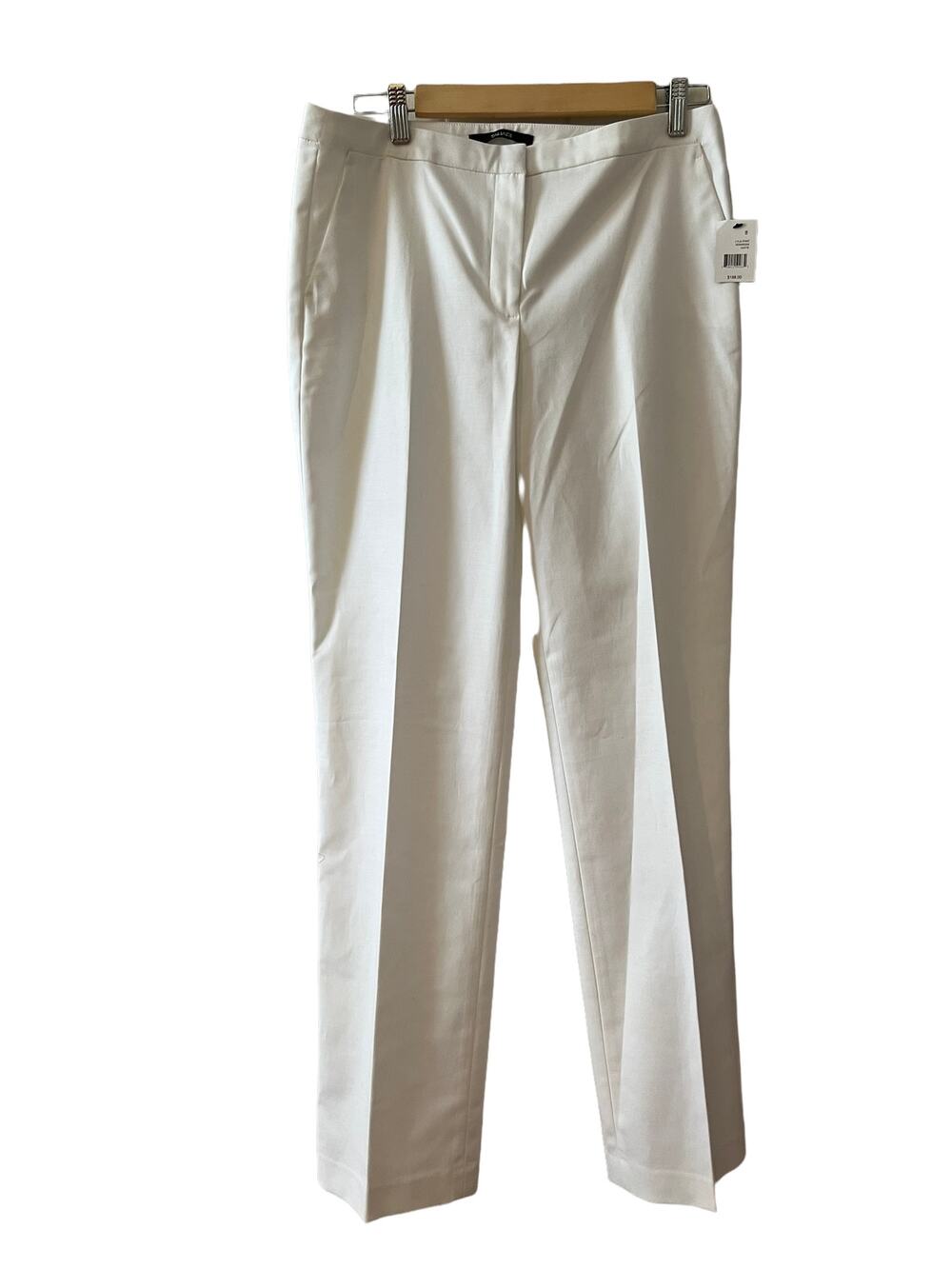 Tahari straight leg work pants white cotton 8